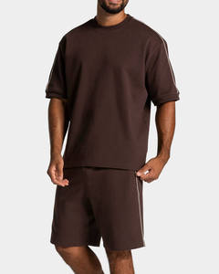 T-shirt et short surdimensionnés pour homme, personnalisés, en coton mélangé respirant, avec passepoil, pour le sport et le streetwear – Meilleures ventes - Product Image 1