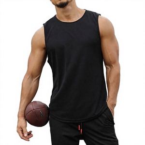 Patch House <b>Men's</b> <b>Black</b> Sleeveless Tank Top O-Neck Solid Color Quick Dry Knitted Sporty Gym <b>Vest</b> - Product Image 4
