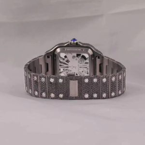 Montre Unisexe de Luxe Forme Antique Hip Hop en Acier Inoxydable Noir avec Mouvement Quartz ETA, Moissanite VVS Sertie, 3 ATM, 40mm, Discret - Product Image 4