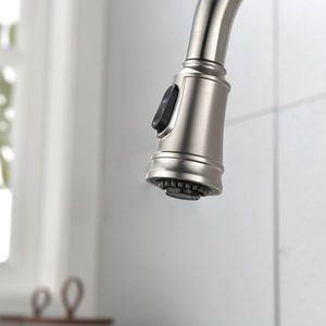 Rubinetto da cucina monocomando in acciaio inossidabile con doccetta estraibile ad arco alto, per lavello - Product Image 6