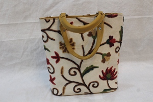 Embroidered aari work Floral Canvas Tote Bag Square Casual Promotional Carryall <b>Handbag</b> Mixed Colors - Product Image 2