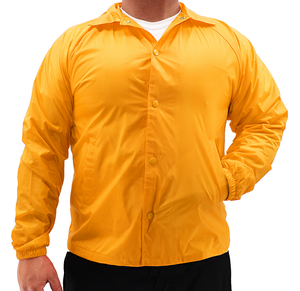 Veste coupe-vent jaune légère sur mesure OEM pour hommes, veste décontractée à boutons, coupe ajustable et tissu respirant - Product Image 1