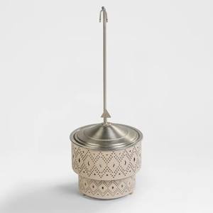 ถาดอุ่นอาหารทรงกรวยสีเงินแบบแขวน ฐานลายฉลุเรขาคณิตหลายชั้น ฝาโค้ง รองรับการใช้งานสำหรับบุฟเฟ่ต์หรูหราทันสมัย - Product Image 1