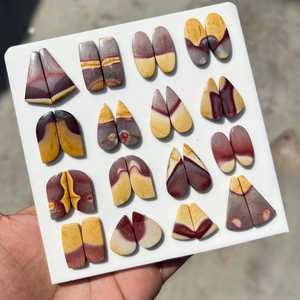 Natural Mookaite Quartz Polished Gemstone Cabochon Pair with Color Play Mixed Shapes for Jewelry Making - Product Image 1