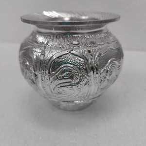 Kalash Lota en aluminium plaqué argent de qualité supérieure pour les rituels de Puja hindoues, décoration de temple domestique, pot à eau sacrée, cérémonie de mariage, articles religieux - Product Image 1