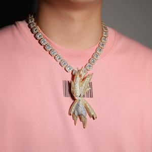 สร้อยคอจี้รูปการ์ตูนเรย์ประดับเพชรซิร์คอนเต็มชิ้น สไตล์ฮิปฮอปสุดฮิต สำหรับผู้หญิงและผู้ชาย - Product Image 3