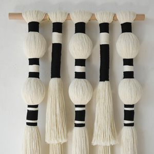 <b>Macrame</b> Wall Hanging Tassels Sphericity Cotton Textile Hanging Geometric Yarn Wall <b>Art</b> for Bedroom - Product Image 3