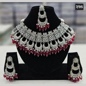 Silver Plated Fine <b>Jewelry</b> <b>Set</b> with Crystal Stone and <b>Pearls</b> 11151679MR Choker Necklace - Product Image 1