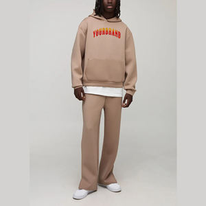 High Quality Men's 2-Piece Tracksuit Set Hooded Sweatshirt Flared <b>Pants</b> Solid Color Letter Print 100% Cotton Casual Autumn Wear - Product Image 4