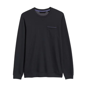 เสื้อสเวตเชิ้ตแขนยาวคอกลมสีกรมท่าเข้มสำหรับผู้ชาย ทรงปกติ สีพื้น มีกระเป๋า - Product Image 6
