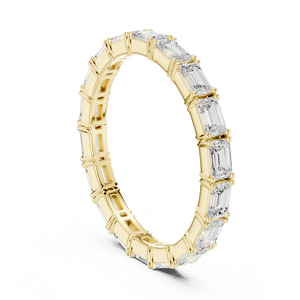 Linear Edge <b>Emerald</b> Cut IGI Certified Lab Grown Diamond Studded Gold Plated 10K/14K/18K/<b>Silver</b> Anniversary Eternity Band <b>Ring</b> - Product Image 1