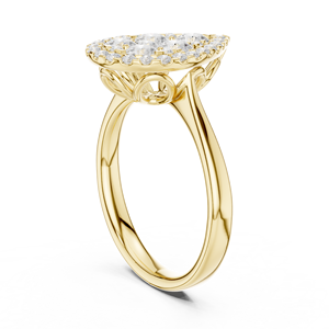 Anillo de Oro Amarillo con Diamantes Cultivados en Laboratorio en Forma de Pera, Anillo de Cóctel con Halo Pavé, Joyería Fina para Mujer - Product Image 2