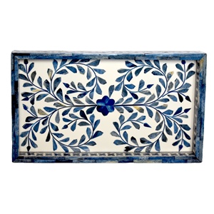 Bandeja para servir con diseño de hojas, precio al por mayor, logotipo personalizado, decoración con incrustaciones de hueso, bandeja para servir, decoración del hogar, utensilios de cocina, bandeja para vajilla - Product Image 1