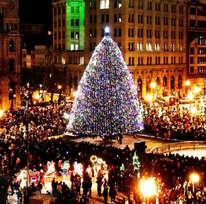 Árbol de Navidad comercial gigante de 8m de altura, PVC + LED + MARCO DE HIERRO, decoración de calle cuadrada para decoraciones navideñas, modelo 9527