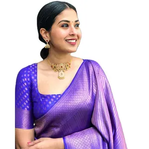 Latest 2022 Indian Designer South Style Soft Banarasi Silk Weaving Saree Blouse for Ladies | Traditional Silk Saree Wholesale