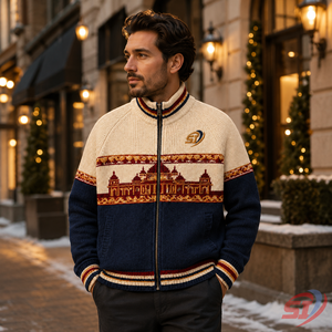 Veste en tricot côtelé personnalisée, pull jacquard à fermeture éclair intégrale, cardigan, logo personnalisé, OEM, ODM, fabricant de tricots en gros - Product Image 5
