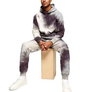 <b>Men's</b> Best Quality Comfortable Breathable <b>Tie</b>-dyed Tracksuit High-demanding Solid Hooded Plus Size Sustainably Manufactured <b>Sets</b> - Product Image 3