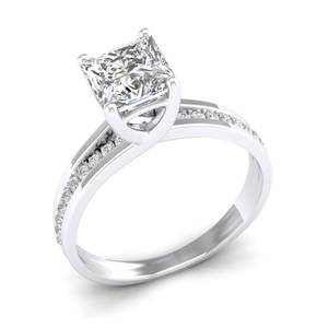 Bague REYES en or massif 14 carats plaqué rhodium, diamant de laboratoire taille princesse 1,8 carat, cadeau d'anniversaire, bijoux pour femmes - Product Image 2