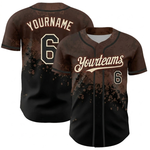 Wholesale Custom Brown Black Sublimated Baseball Jersey Men Breathable Button <b>Down</b> Team Uniform Athletic Sport Shirt Customized - Product Image 1