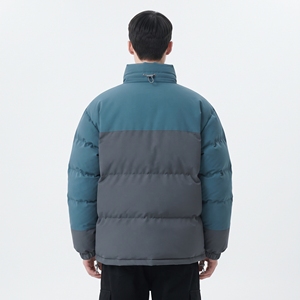 Men's Fashion Color Block Puffer Jacket Full Zip Stand Collar Warm Winter <b>Bubble</b> <b>Coat</b> - Product Image 4