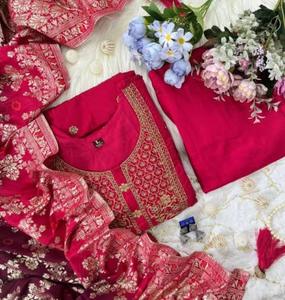 Vestido de Novia Étnico Indio de Invierno, Estilo Anarkali, con Bordado Intenso y Lentejuelas, Salwar Kameez, Corte Ajustado, Modal y Seda, Gran Venta - Product Image 2