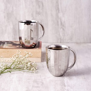 Mug à café en acier inoxydable à double paroi isolé, tasse à thé en métal avec poignée, gobelet réutilisable pour boissons chaudes - Product Image 1