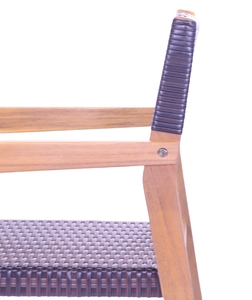 Silla de comedor hecha en Vietnam | Marco de Acacia sólido con respaldo de ratán | Acabado natural para uso en exteriores - Product Image 4