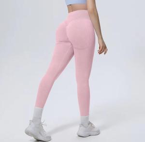 High Waist Full Length <b>Knitted</b> Spandex/Nylon 220g <b>Leggings</b> Solid Color Stretch Breathable Comfortable Sporty Women's Push Yoga - Product Image 3