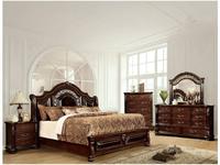 Ensemble de chambre à coucher antique américain en bois massif, mobilier traditionnel de chambre à coucher King Size, rembourré en cuir, pour la maison et les mariages