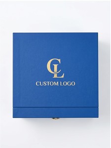 Boîte cadeau rigide bleue motif nid d'oiseau avec estampage à chaud motif nuage or rouge pour emballage haut de gamme - Product Image 6