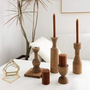 Porte-bougie en bois moderne, pièce décorative minimaliste pour maisons contemporaines, espaces de repas et décoration d'événements élégants - Product Image 2