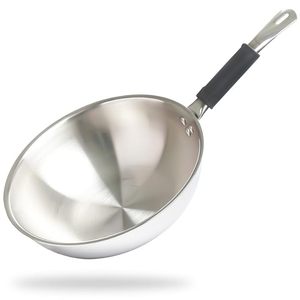 Wok de acero inoxidable triple Allo Triply, apto para inducción, antiadherente natural, para saltear verduras y cocinar fideos, 10 años de garantía. - Product Image 1