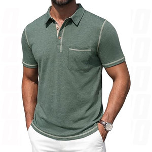 Chemises polo pour hommes à manches courtes, décontractées, légères, en coton, pour le golf, avec poche, t-shirt à col respirant - Product Image 1