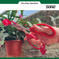 Tijeras de Jardín SONO J556, Hoja de Acero con Alto Contenido de Carbono, Mango de Plástico, Herramienta de Podar Manual Duradera, Diseño Simple, Color Rojo