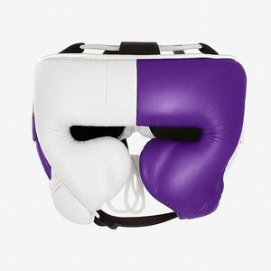 Équipement de boxe professionnel, design sur mesure, ensemble d'entraînement de boxe, gants de sparring violets et blancs, protège-tête, protège-glandes. - Product Image 5
