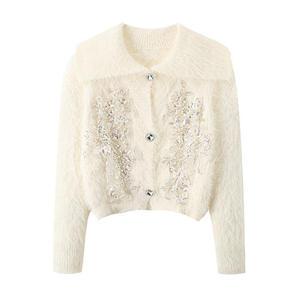 Suéter de mujer al por mayor, personalizado, de manga larga, cálido y esponjoso, de punto, para invierno, de poliéster/algodón, antipilling, de secado rápido, cuello redondo, cuello alto - Product Image 1