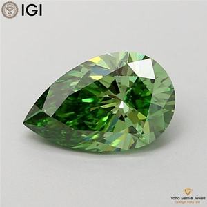 เพชรทรงลูกแพร์ 2.50 กะรัต ความใส VVS2 สีเขียวแฟนซีสดใส ผลิตในห้องปฏิบัติการโดยผ่านการรับรองจาก IGI สำหรับงานออกแบบตามสั่ง - Product Image 1