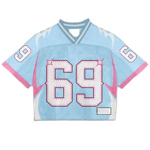 เสื้อฟุตบอลอเมริกันแบบตาข่าย ระบายอากาศได้ดี ผลิตจากโพลีเอสเตอร์ 100% สีสันตามสั่งสำหรับทีมสโมสร เสื้อฟุตบอลอเมริกันแบบตาข่ายพิมพ์ลายแบบ Sublimation - Product Image 4