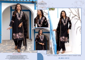 สวมใส่ชาติพันธุ์ฤดูหนาว: georgette shalwar kameez กับด้านล่างผ้าไหมดิบ, เย็บปักถักร้อย khatli, และ dupatta หนักใน4สีที่สวยงาม - Product Image 3