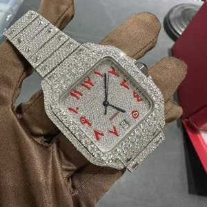 Reloj Antiguo de Moissanita Incolora Cultivada en Laboratorio de Alta Calidad, Estilo Empresarial Mecánico Automático, Oro Blanco de 40mm, Estilo Hip Hop Iced - Product Image 5