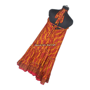 Robes longues de plage imprimées décontractées et tendance pour femmes, style bohème, robes de soirée élégantes sans manches, robes en soie pour femmes – Achetez maintenant - Product Image 6