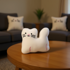 Cuscino decorativo Ilan White Cat 15x6 cm, morbido cuscino in peluche per la decorazione della casa - Product Image 2