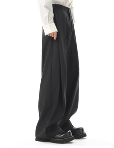 Pantalon de costume large pour homme, coupe décontractée, en polyester et coton de haute qualité, avec logo personnalisé, noir, printemps-automne, style décontracté chic - Product Image 5