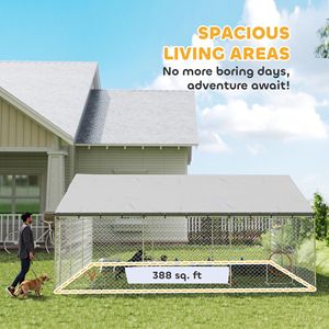 Recinto per Cani da Esterno Resistente 6x6x2,7m con Tetto Impermeabile e Chiusura Sicura, in PVC a Rete, per Giardino, per Cani Giganti - Product Image 5