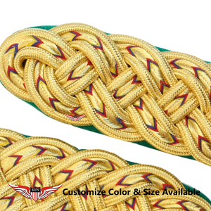 KEW Bullion Wire <b>Braided</b> Epaulettes Light Yellow Nylon Luxury Uniform <b>Accessory</b> Durable - Product Image 2