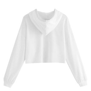 Women's Cropped Hoodie Casual Long Sleeve Pullover Hooded Sweatshirt Fashion Streetwear <b>Crop</b> <b>Top</b> - Product Image 3