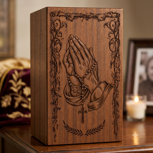Wooden Cremation Urn <b>Memorial</b> Ash Holder Carved Decorative Keepsake <b>Box</b> Custom Commemorative Funeral Supply - Product Image 4