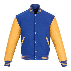 Chaqueta Varsity de Invierno Gruesa con Mangas de Cuero y Cuello Alto |   Fábrica de Chaquetas Letterman con Logotipo Frontal de Marca Privada - Product Image 3