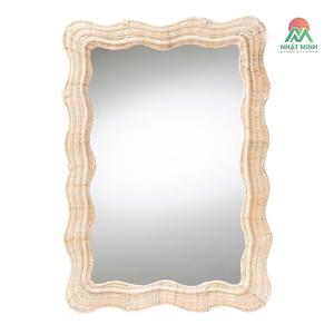 Miroir mural bohème, en rotin naturel tressé à la main, naturel - Product Image 1