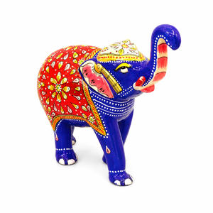 Handcrafted Traditional Metal Meenakari <b>Elephant</b> Figurine | Eco-Friendly Blue Indian Statue for Home Decor & <b>Gifting</b> - Product Image 1